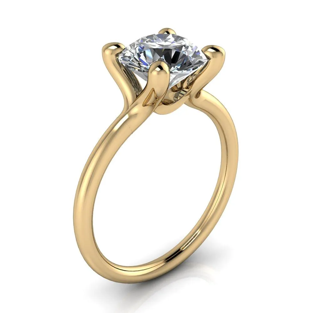 Laurissa Round Center Stone Split 4 Prong U Shape Bridge Solitaire Ring