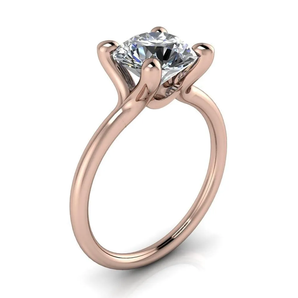 Laurissa Round Center Stone Split 4 Prong U Shape Bridge Solitaire Ring