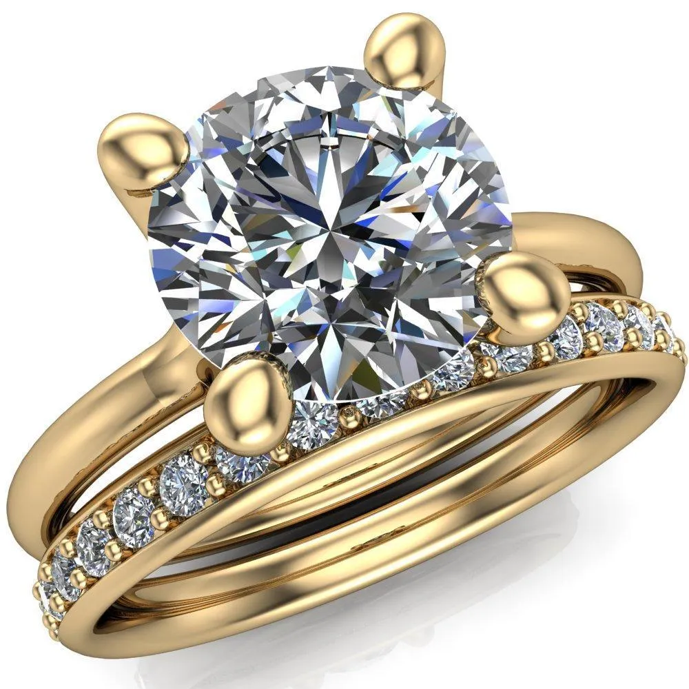 Laurissa Round Center Stone Split 4 Prong U Shape Bridge Solitaire Ring
