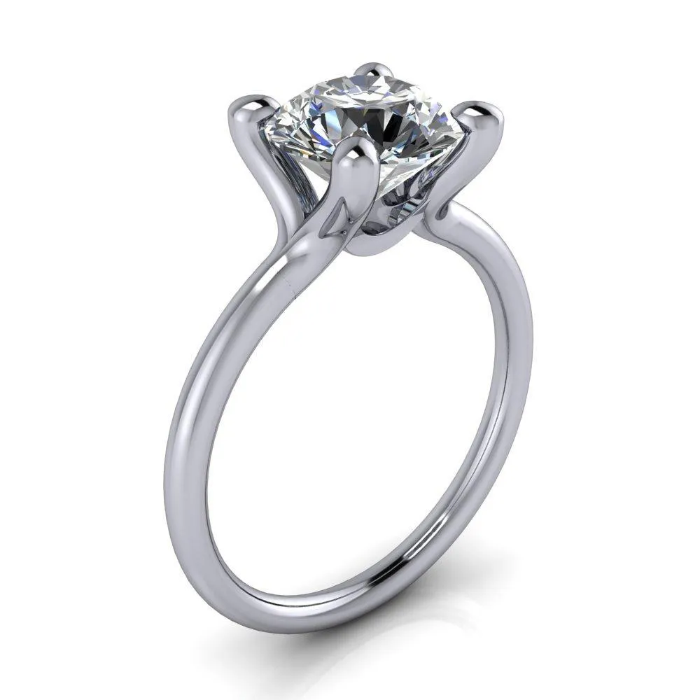 Laurissa Round Center Stone Split 4 Prong U Shape Bridge Solitaire Ring