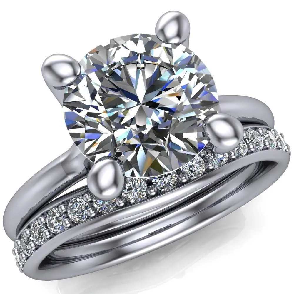 Laurissa Round Center Stone Split 4 Prong U Shape Bridge Solitaire Ring