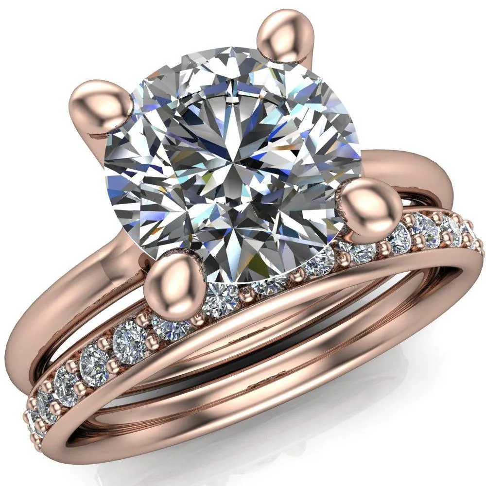 Laurissa Round Center Stone Split 4 Prong U Shape Bridge Solitaire Ring