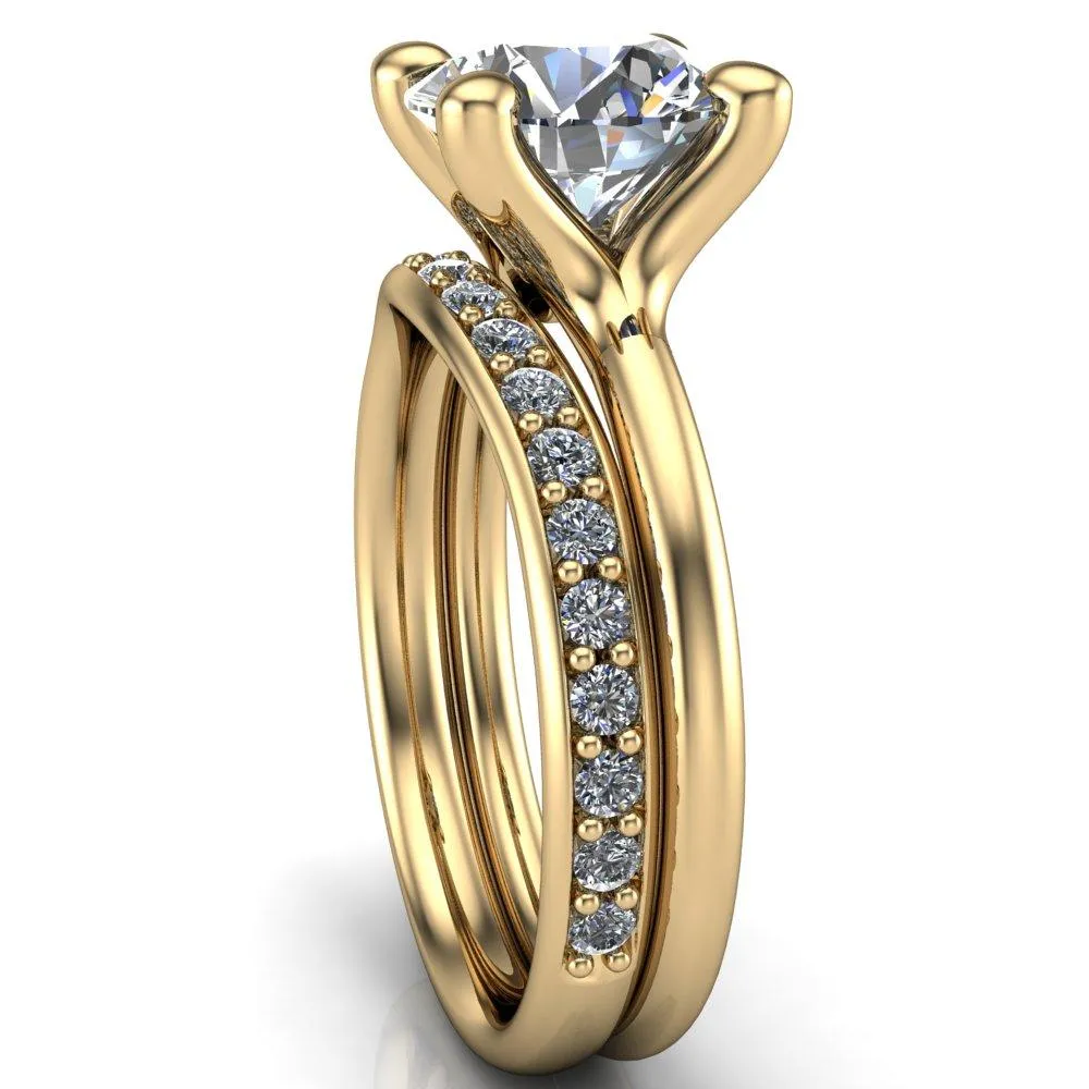 Laurissa Round Center Stone Split 4 Prong U Shape Bridge Solitaire Ring
