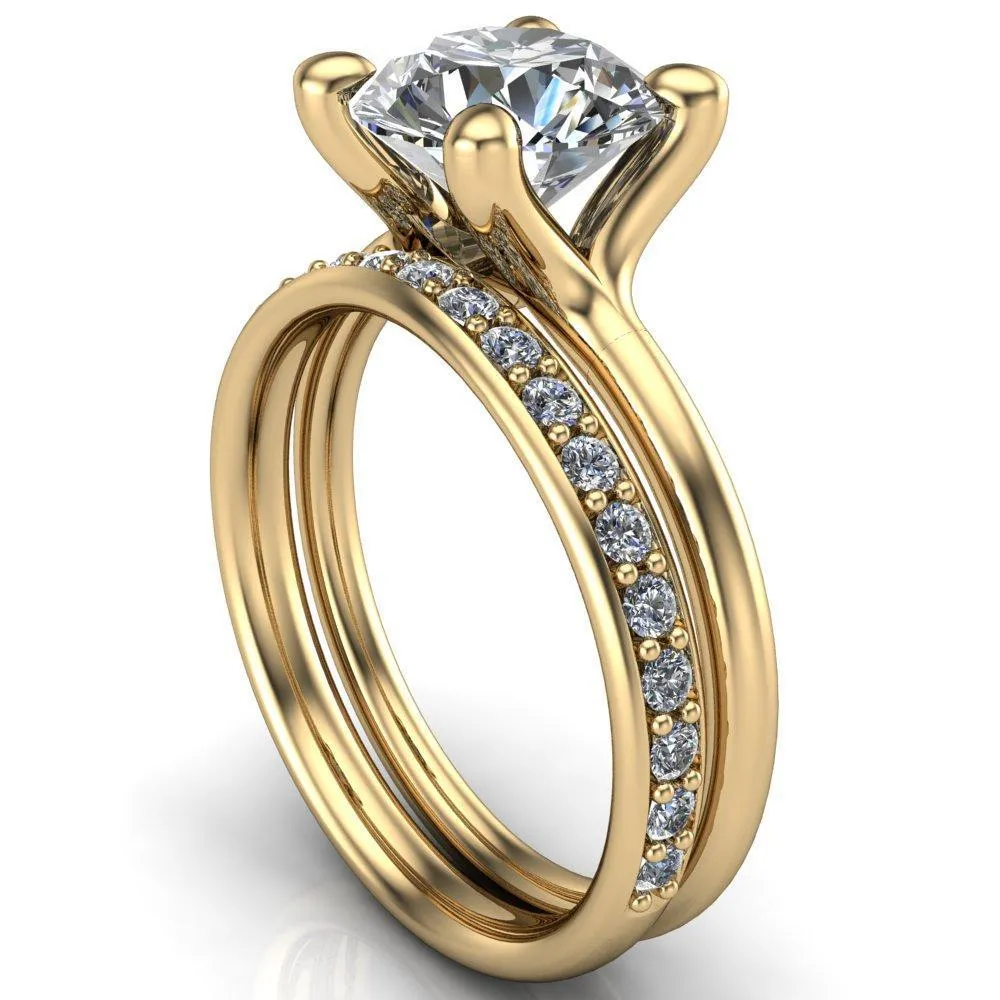 Laurissa Round Center Stone Split 4 Prong U Shape Bridge Solitaire Ring