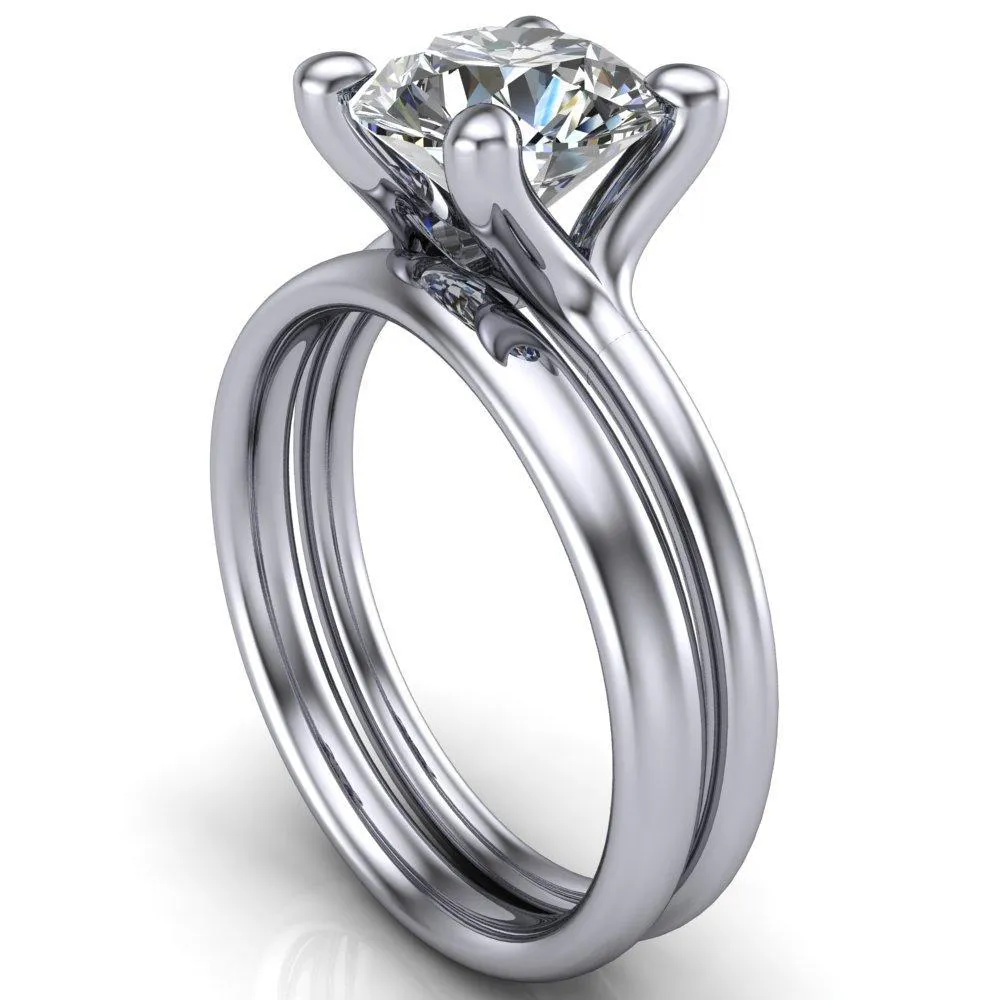 Laurissa Round Center Stone Split 4 Prong U Shape Bridge Solitaire Ring