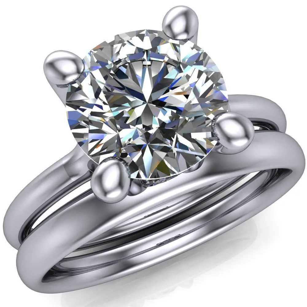 Laurissa Round Center Stone Split 4 Prong U Shape Bridge Solitaire Ring