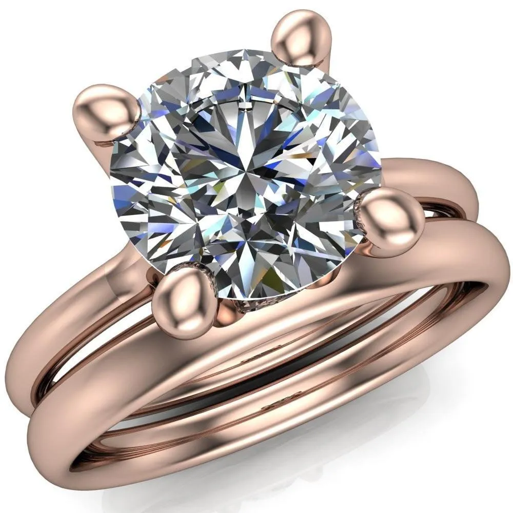 Laurissa Round Center Stone Split 4 Prong U Shape Bridge Solitaire Ring