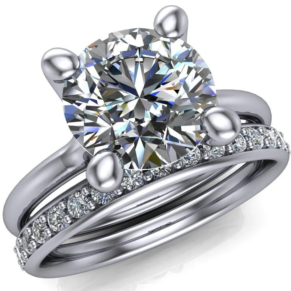 Laurissa Round Center Stone Split 4 Prong U Shape Bridge Solitaire Ring