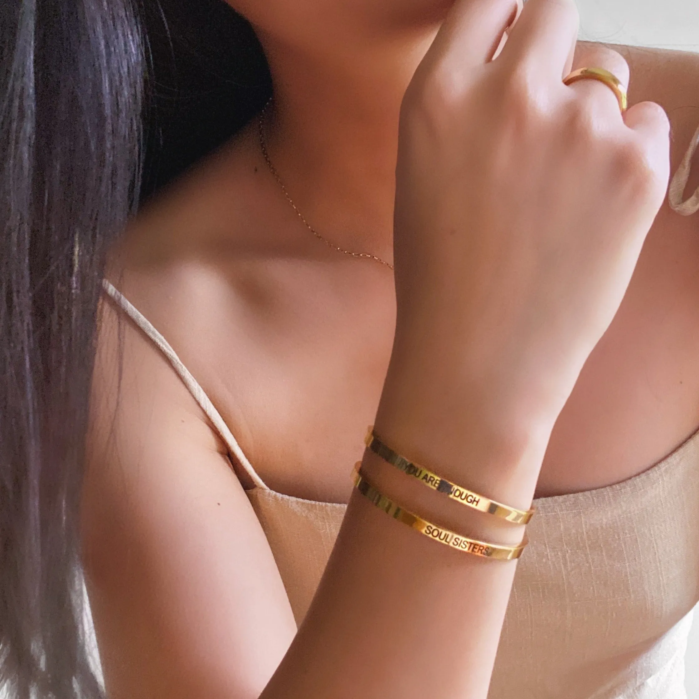 Lazer Engraved Gold Filled Cuff Bangle