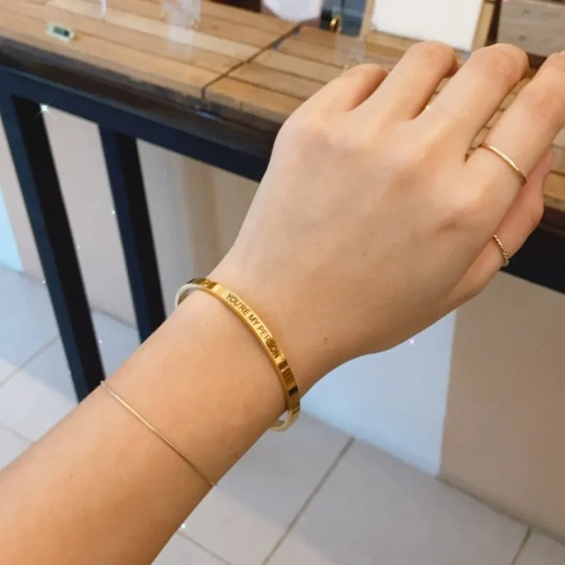 Lazer Engraved Gold Filled Cuff Bangle