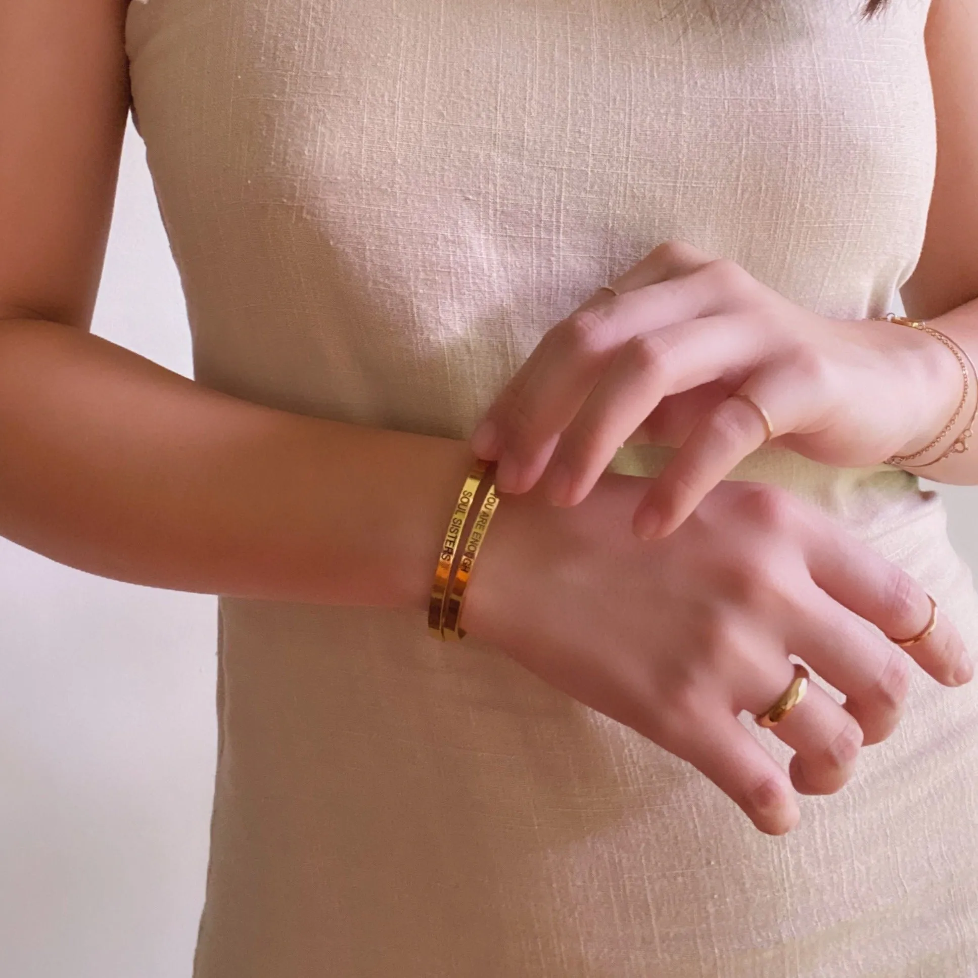 Lazer Engraved Gold Filled Cuff Bangle