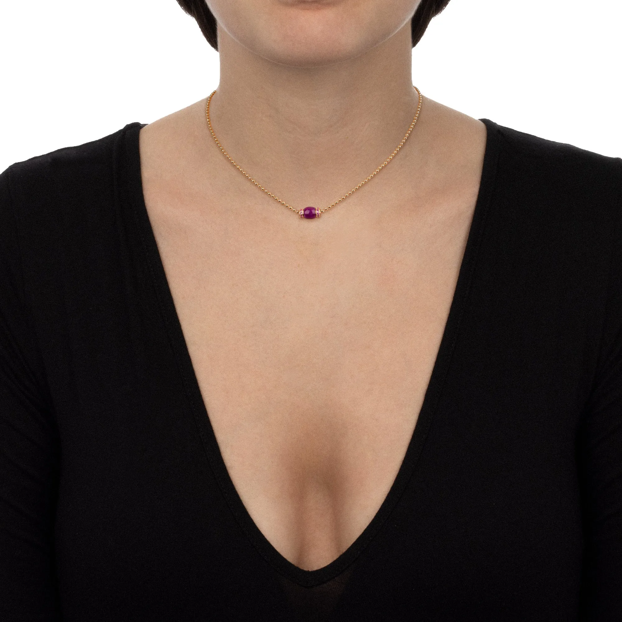 Le Carrousel Necklace Purple Jade and Pink Sapphires