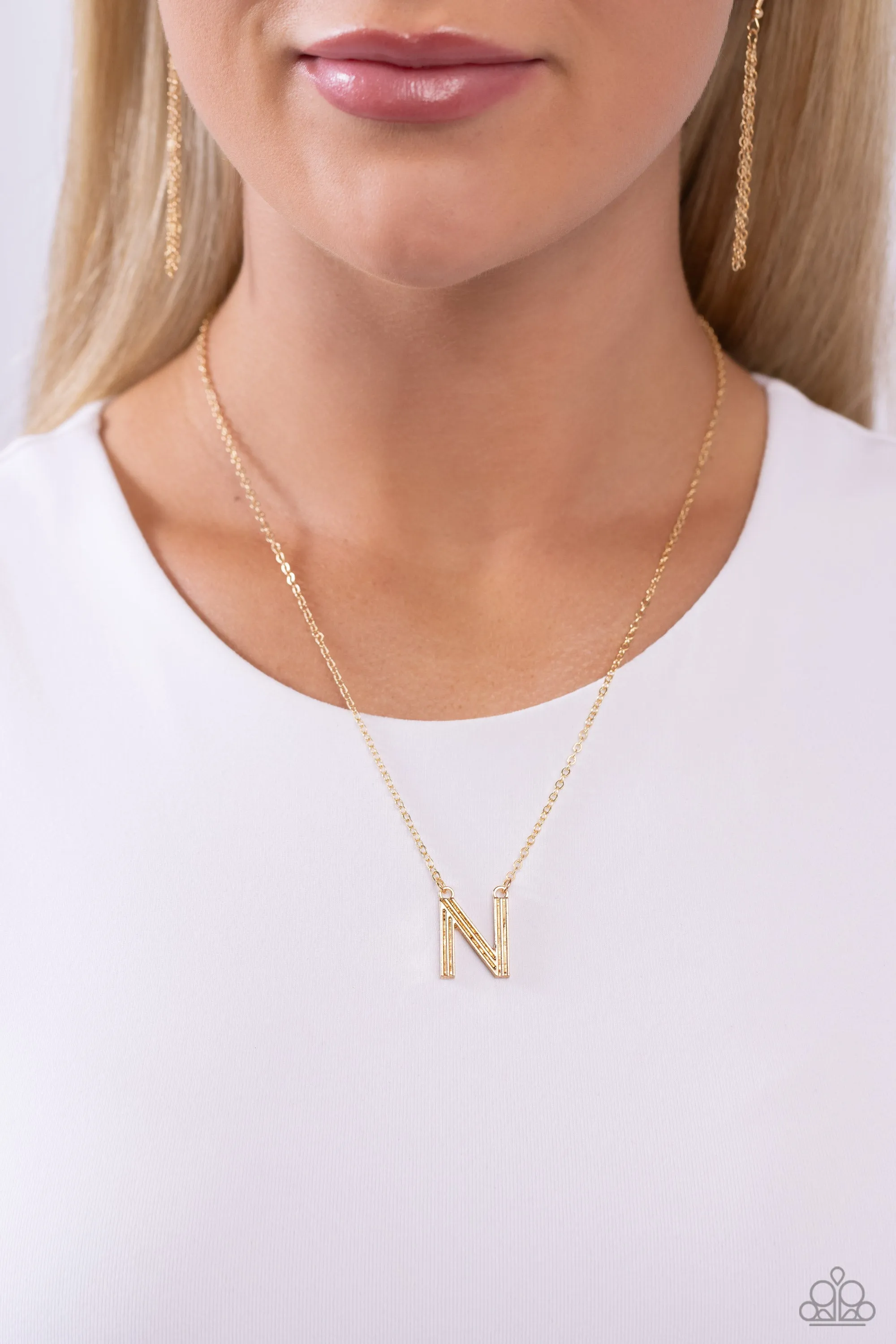 Leave Your Initials - Gold - N  Necklace