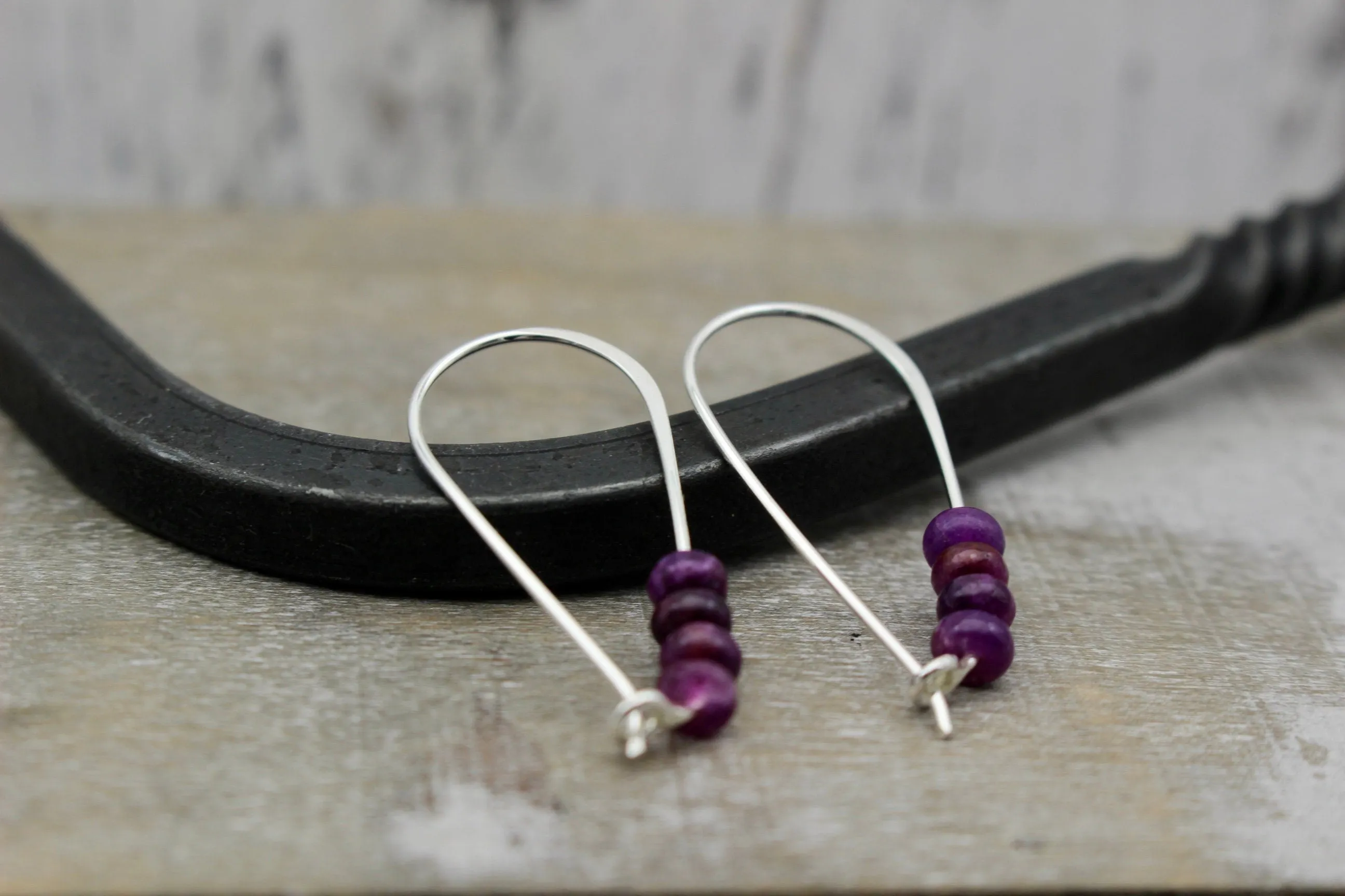 Lepidolite Purple Sterling Silver Hoop Earrings