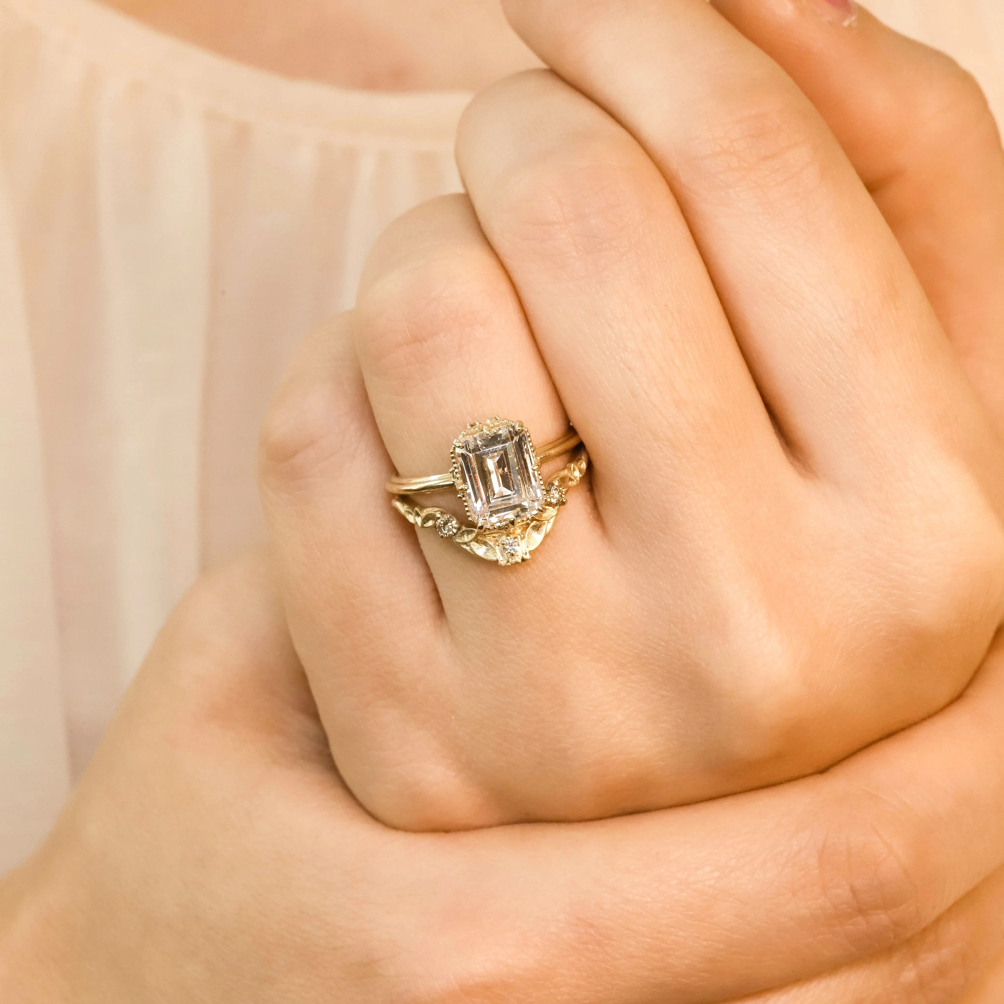 Lily Tulip Curved Diamond Ring Size 6