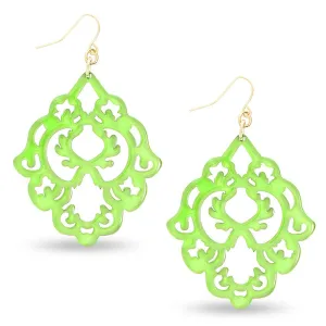 Lime Scroll Resin Earring