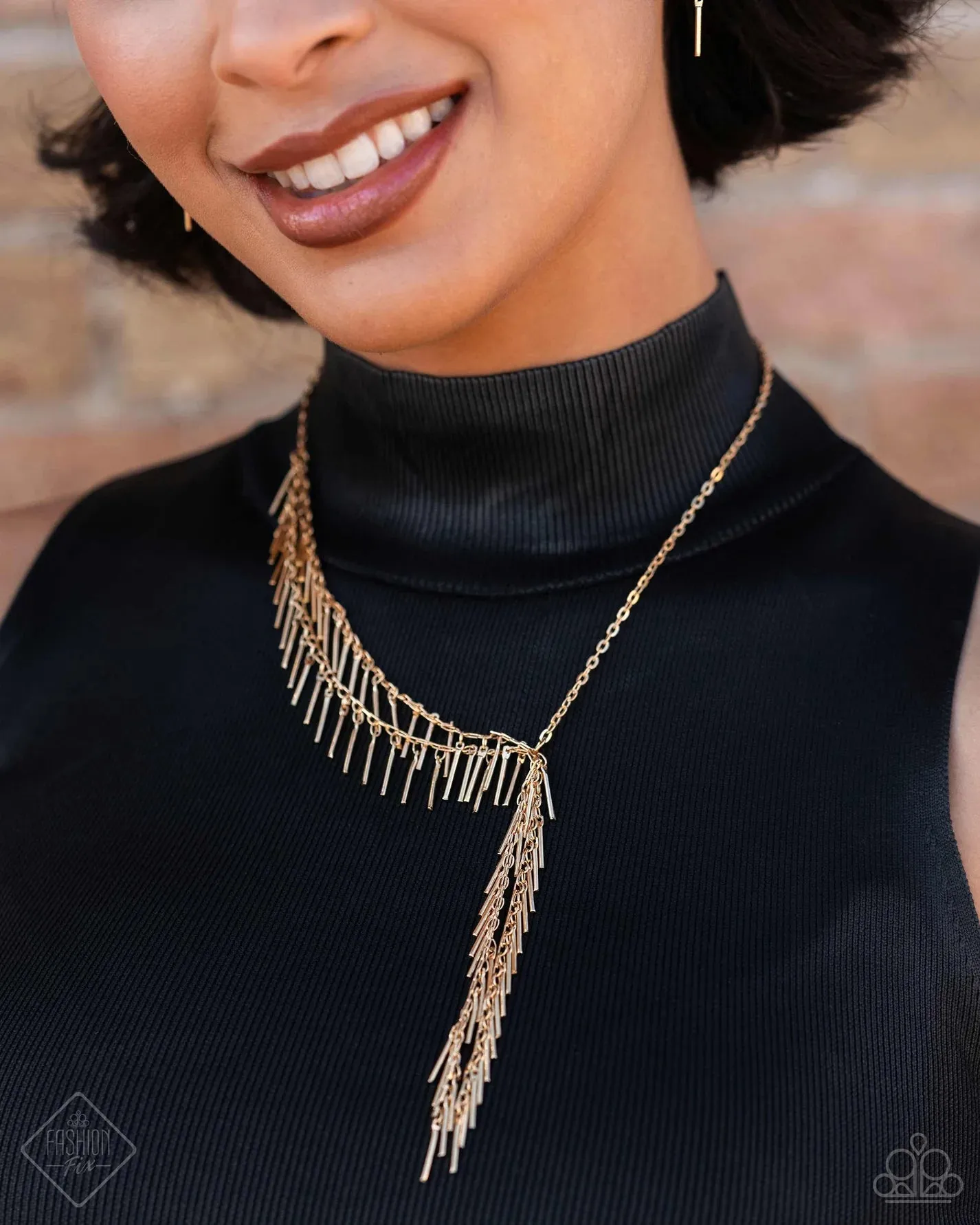 Linear Leap - Gold Necklace (MM-0524)