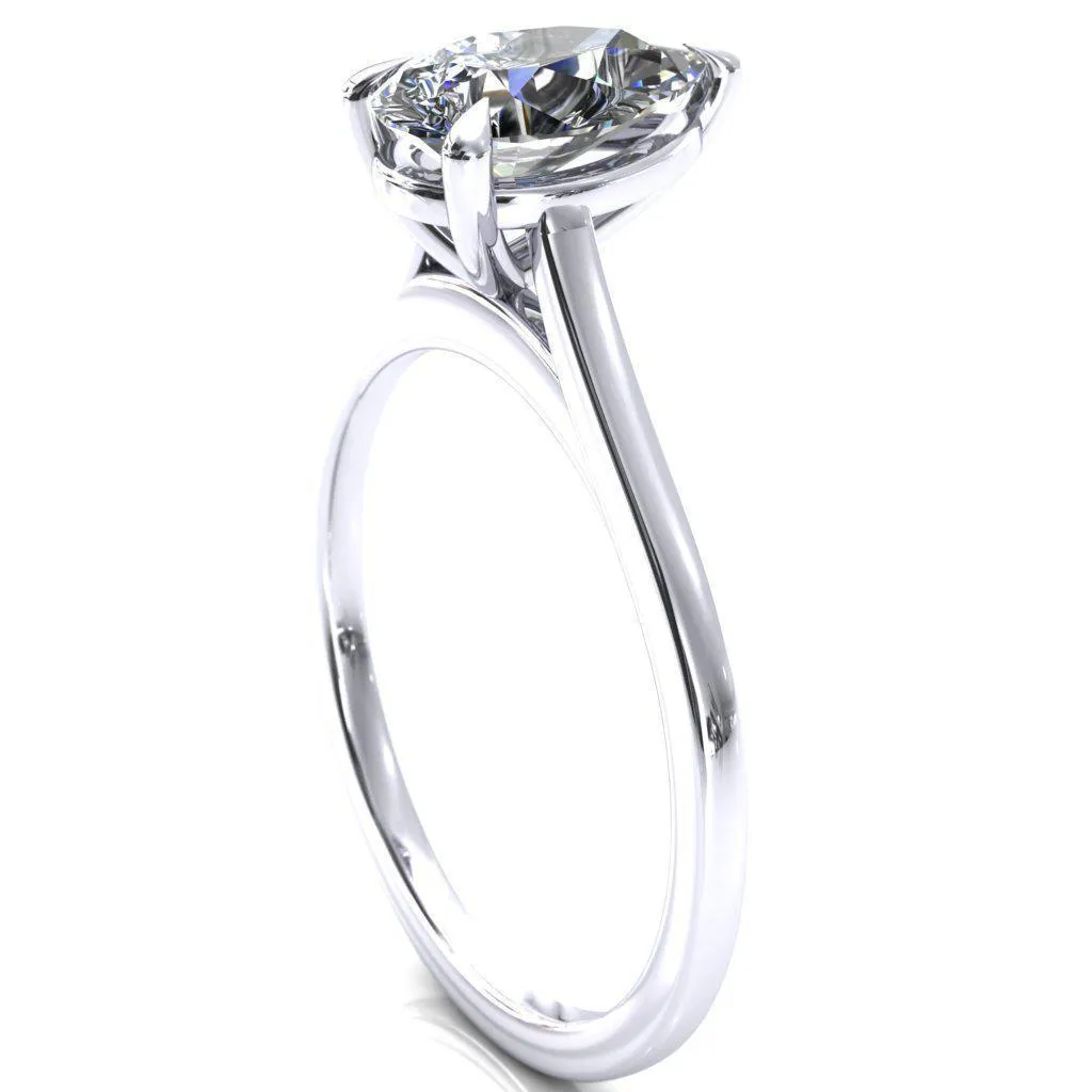 Lizzy Pear Center Stone 3 Claw Prong Cathedral Engagement Ring
