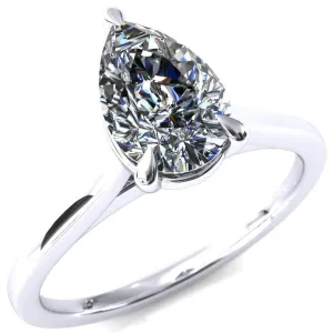 Lizzy Pear Center Stone 3 Claw Prong Cathedral Engagement Ring