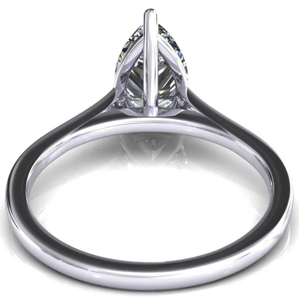 Lizzy Pear Center Stone 3 Claw Prong Cathedral Engagement Ring