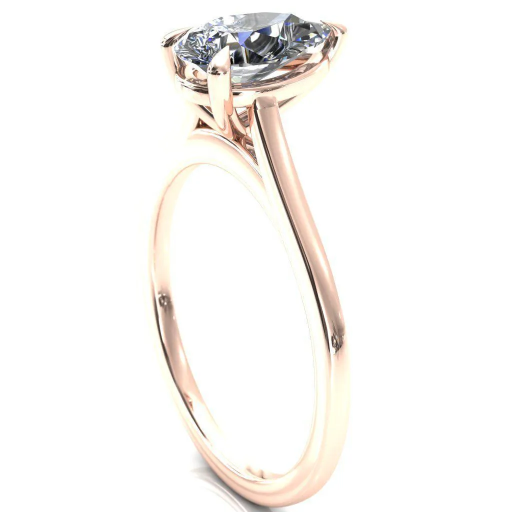 Lizzy Pear Center Stone 3 Claw Prong Cathedral Engagement Ring