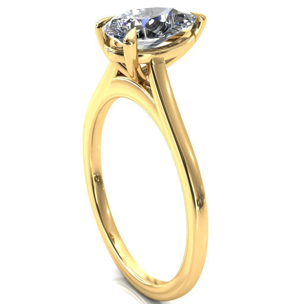 Lizzy Pear Center Stone 3 Claw Prong Cathedral Engagement Ring