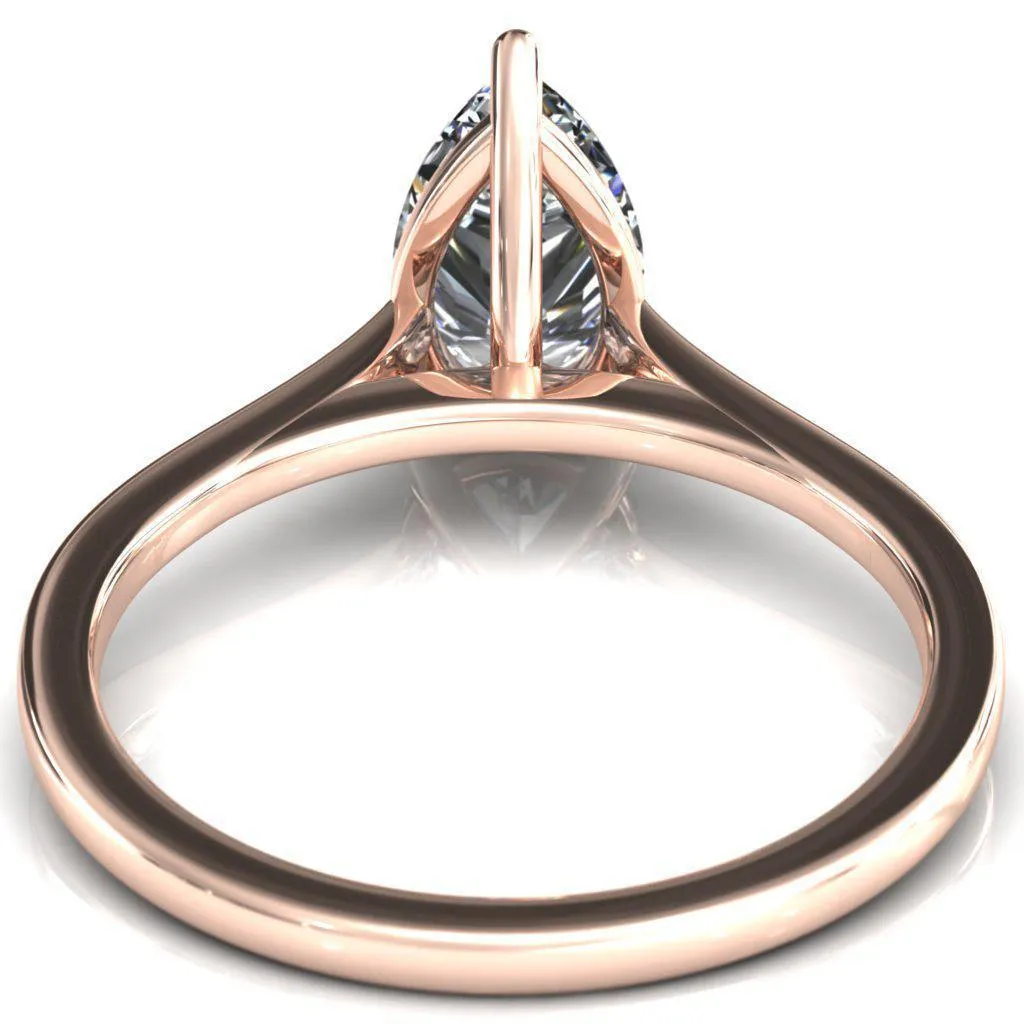 Lizzy Pear Center Stone 3 Claw Prong Cathedral Engagement Ring