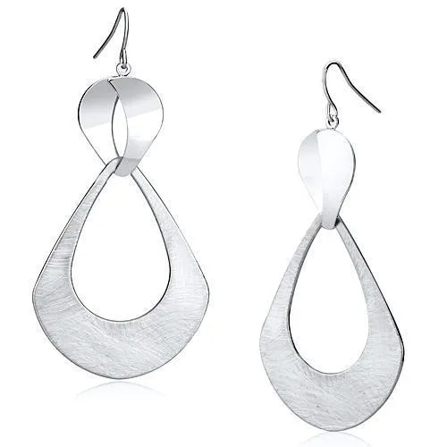 LO2752 Matte Rhodium & Rhodium Iron Earrings
