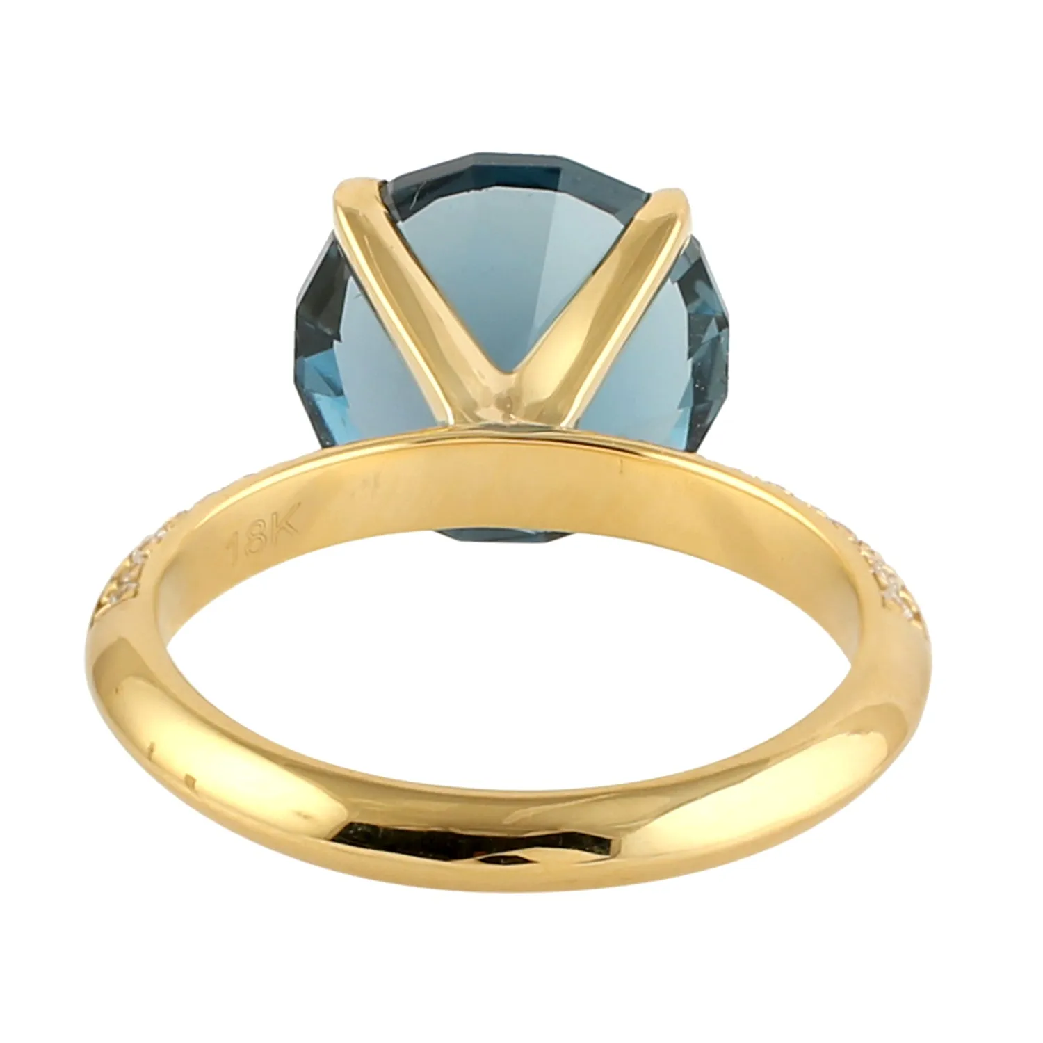 London Blue Topaz Pave Diamond Accent In Yellow Gold Solitaire Ring For Her