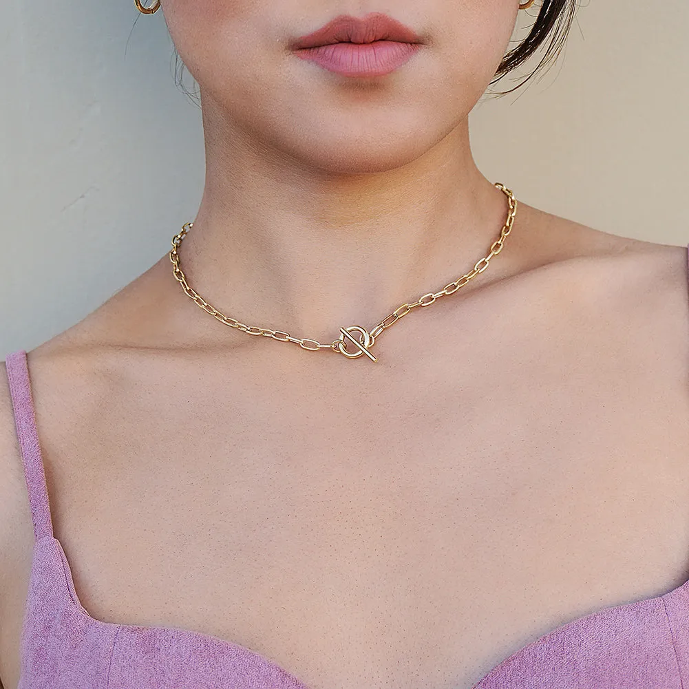 Long Linear Link Chain Necklace
