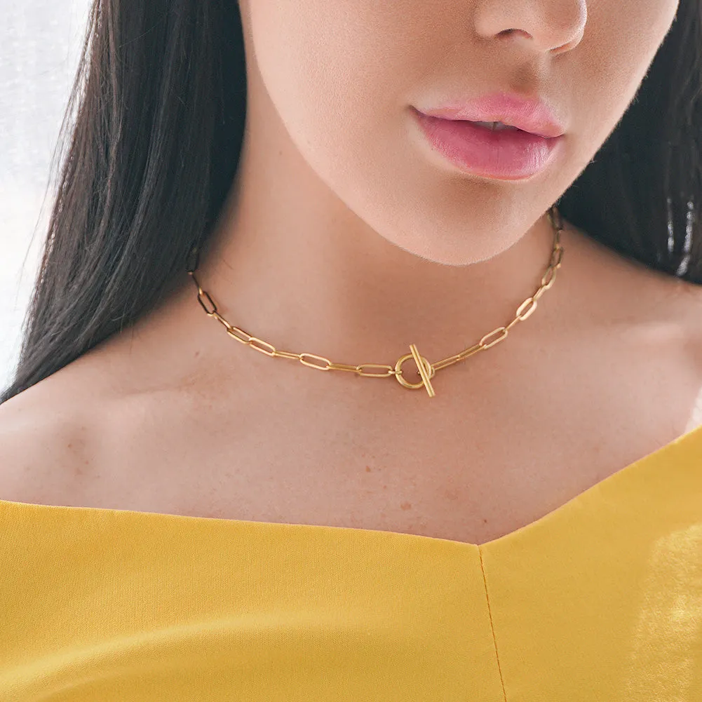 Long Linear Link Chain Necklace