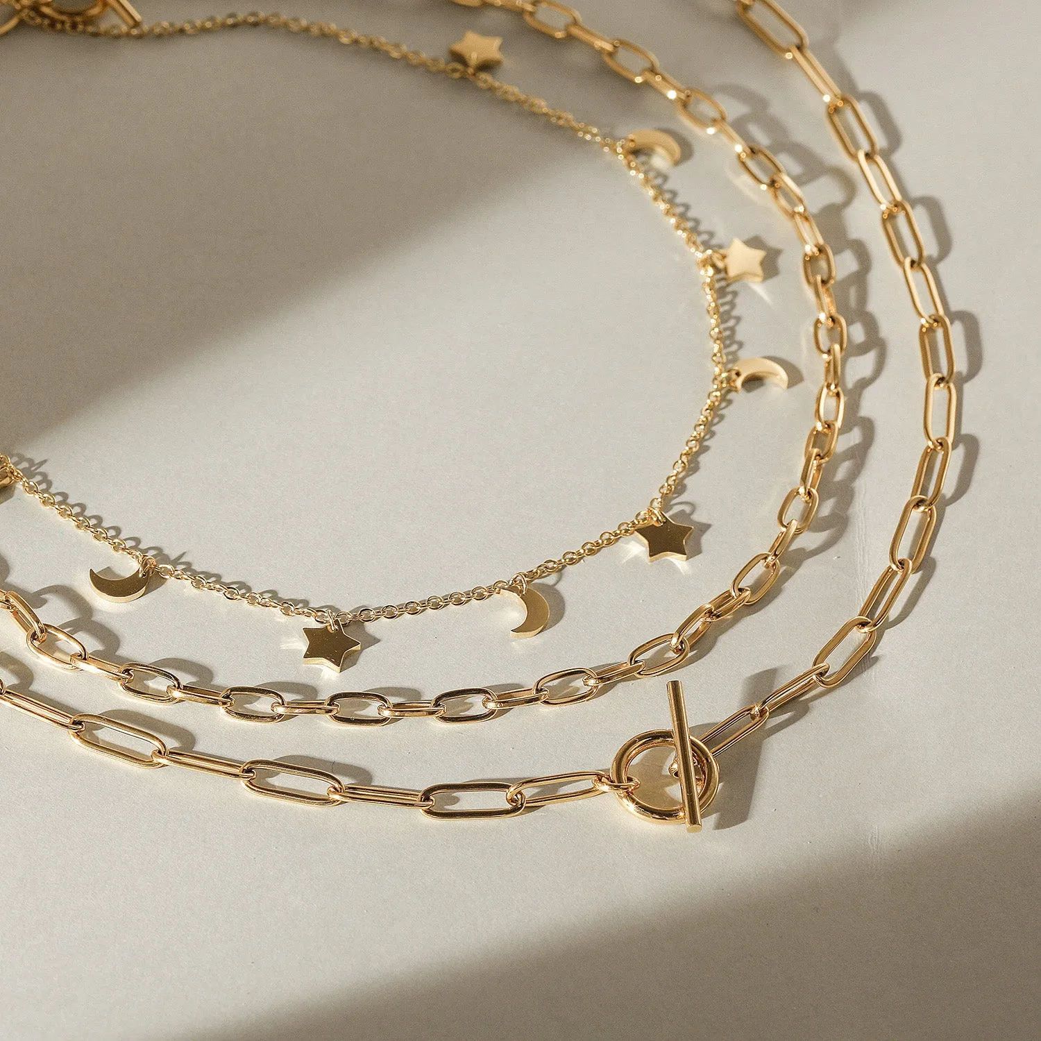 Long Linear Link Chain Necklace