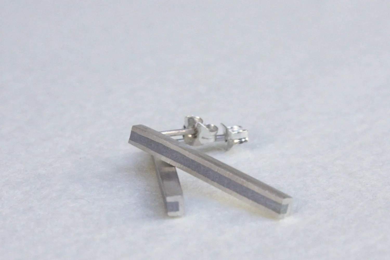 long stick silver & concrete Earrings everyday earrings