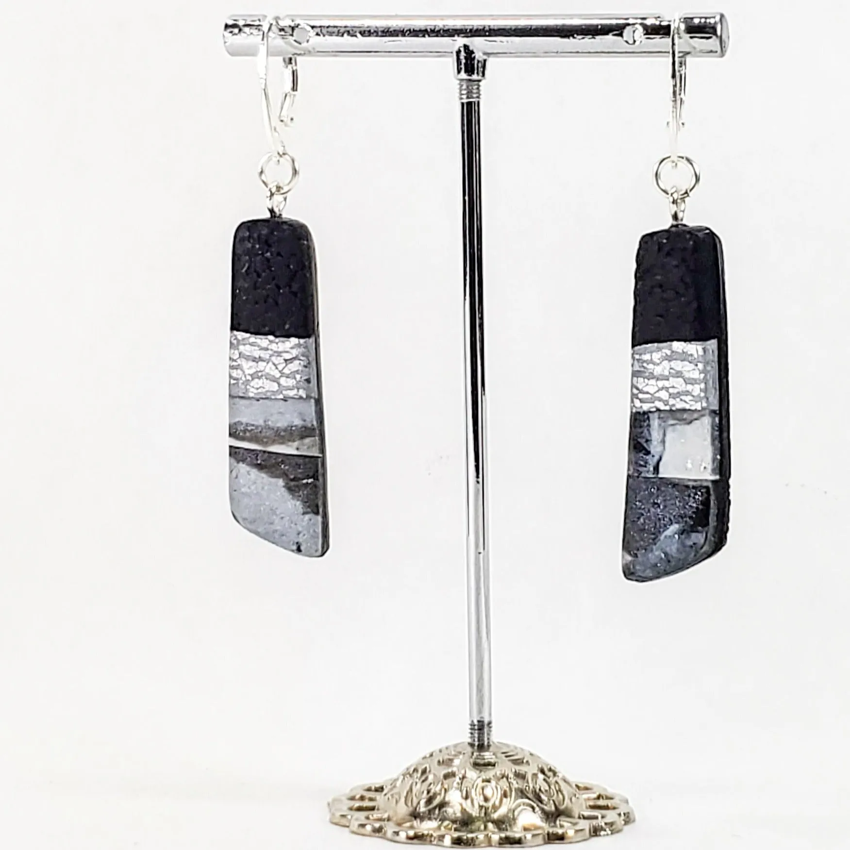 Long Strip Dangle Earring - Calacatta