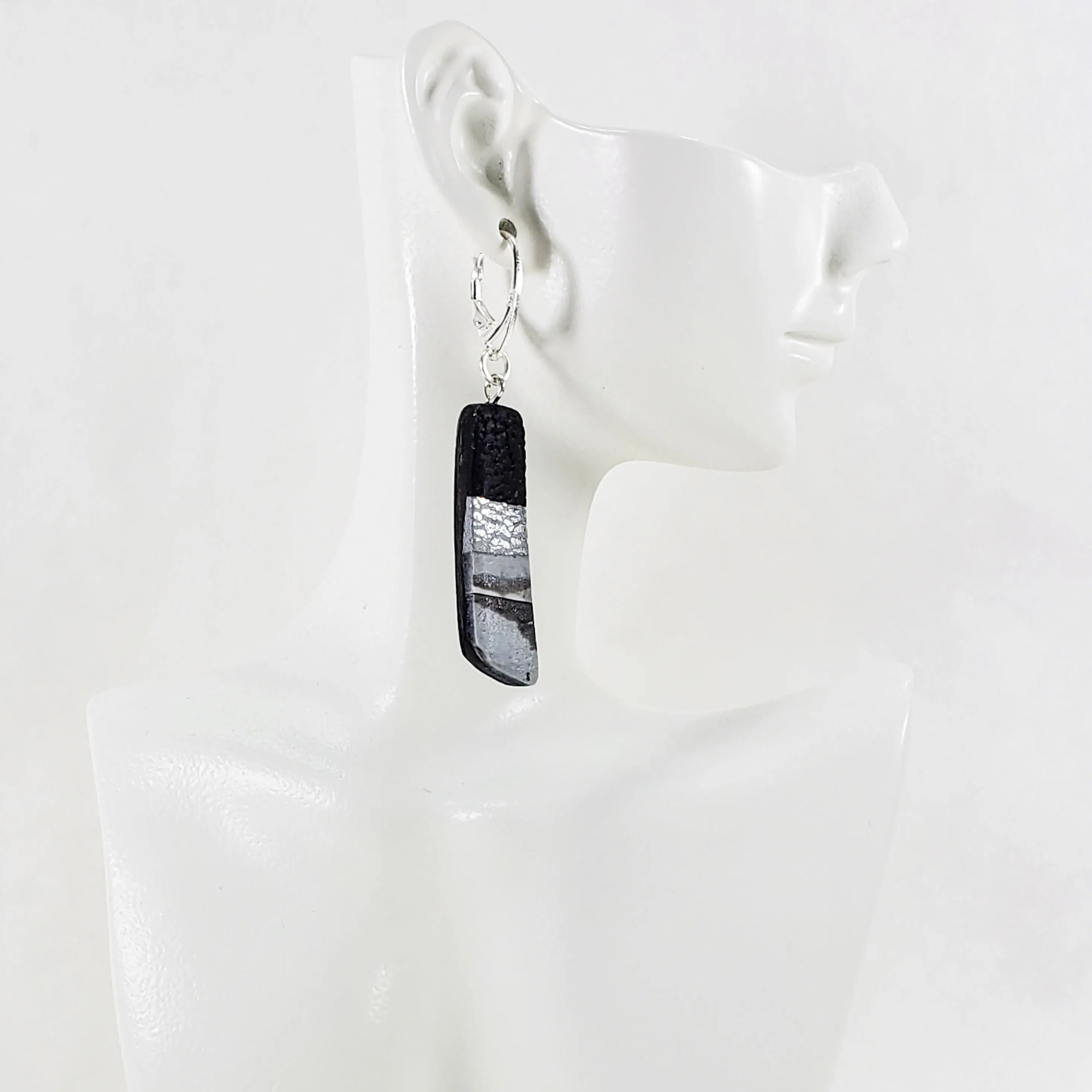 Long Strip Dangle Earring - Calacatta