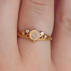 Lorna Vintage Solitaire Ring with Opal