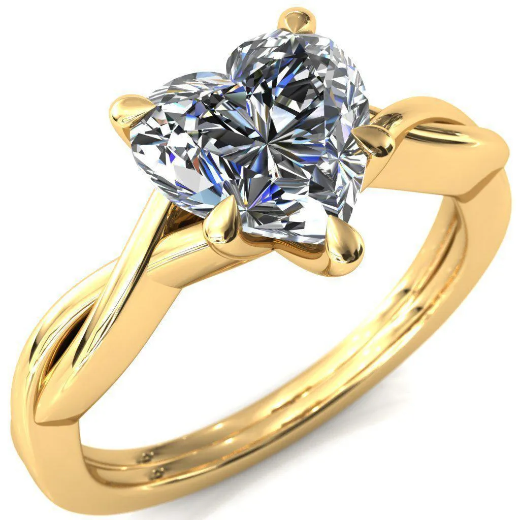 Lucia Heart Moissanite 5 Claw Prong 1/2 Infinity Solitaire Ring Engagement Ring