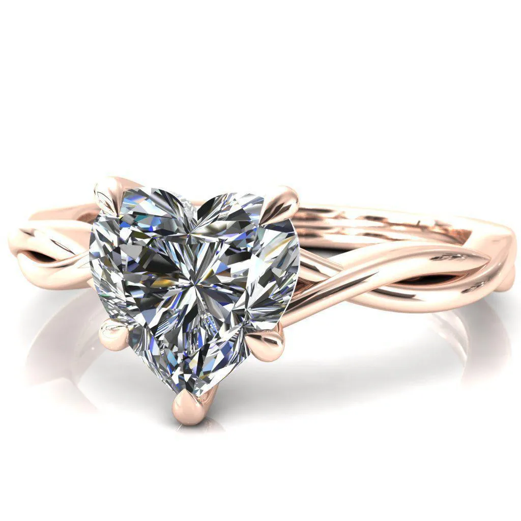 Lucia Heart Moissanite 5 Claw Prong 1/2 Infinity Solitaire Ring Engagement Ring