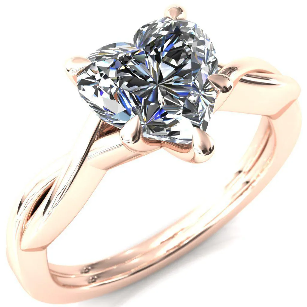 Lucia Heart Moissanite 5 Claw Prong 1/2 Infinity Solitaire Ring Engagement Ring