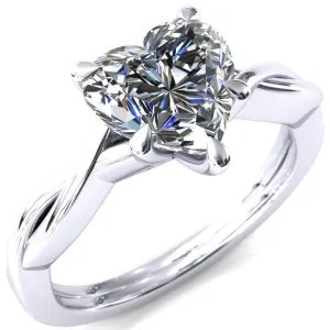 Lucia Heart Moissanite 5 Claw Prong 1/2 Infinity Solitaire Ring Engagement Ring