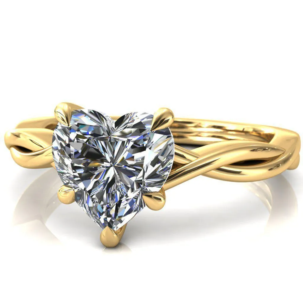 Lucia Heart Moissanite 5 Claw Prong 1/2 Infinity Solitaire Ring Engagement Ring