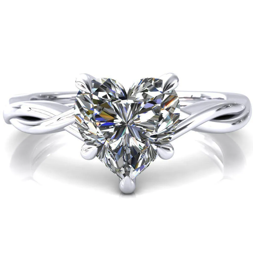 Lucia Heart Moissanite 5 Claw Prong 1/2 Infinity Solitaire Ring Engagement Ring