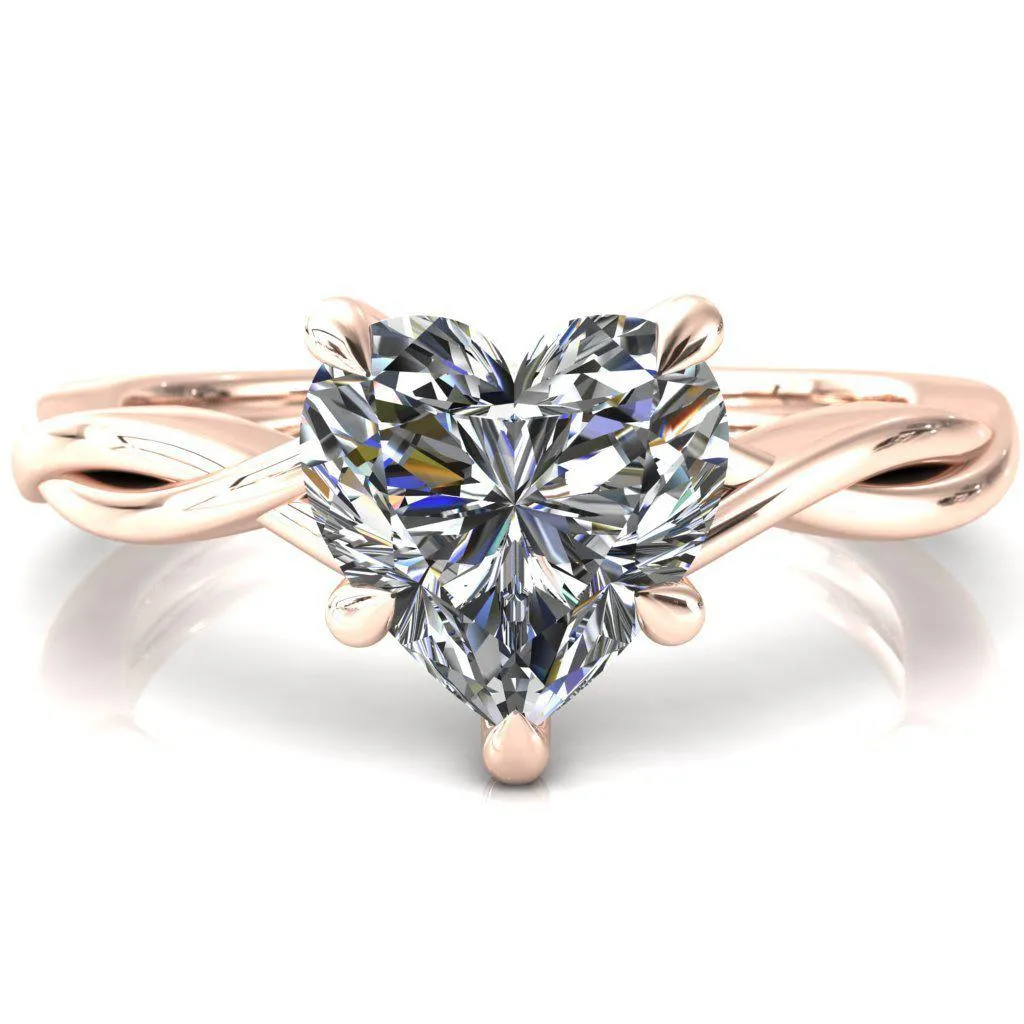 Lucia Heart Moissanite 5 Claw Prong 1/2 Infinity Solitaire Ring Engagement Ring