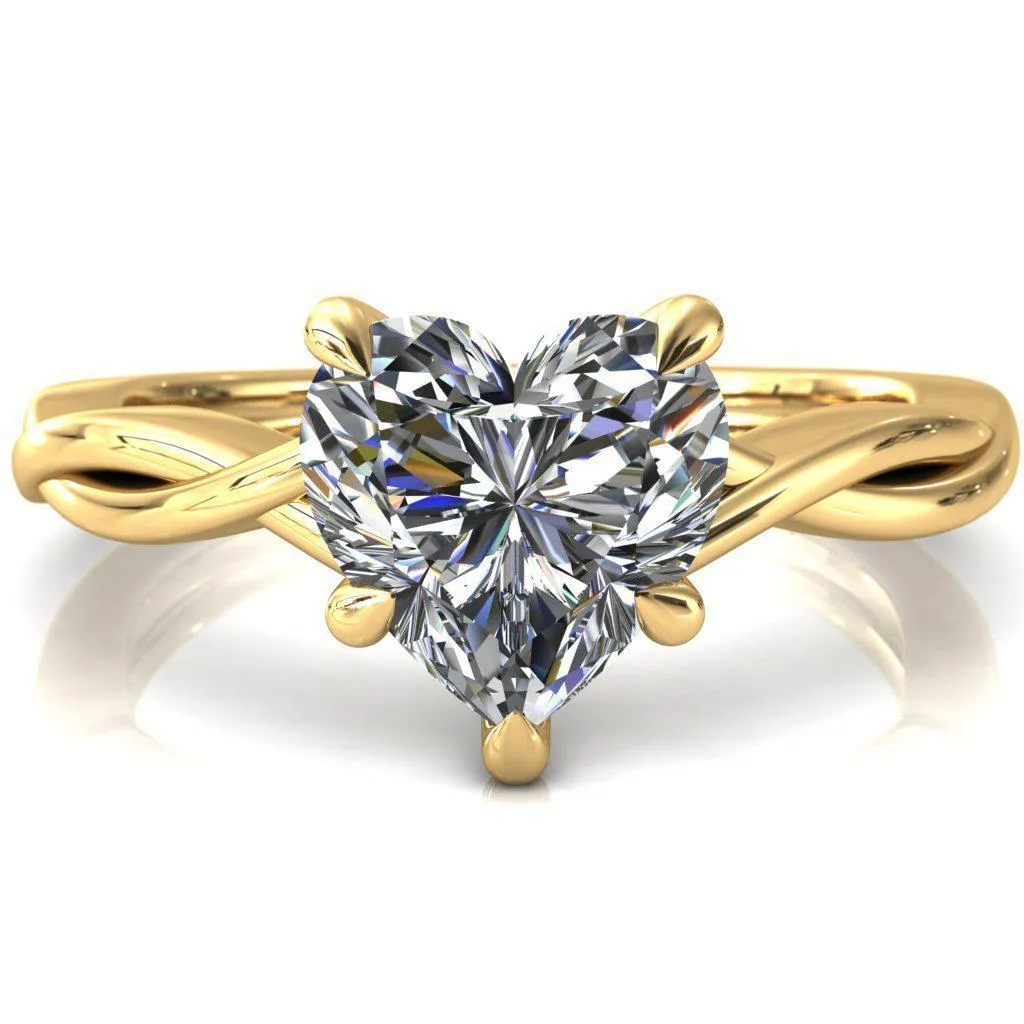 Lucia Heart Moissanite 5 Claw Prong 1/2 Infinity Solitaire Ring Engagement Ring