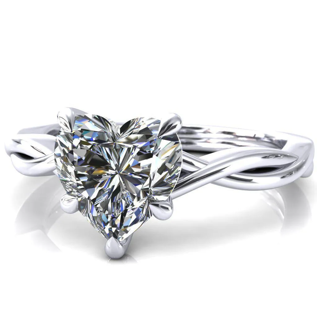 Lucia Heart Moissanite 5 Claw Prong 1/2 Infinity Solitaire Ring Engagement Ring