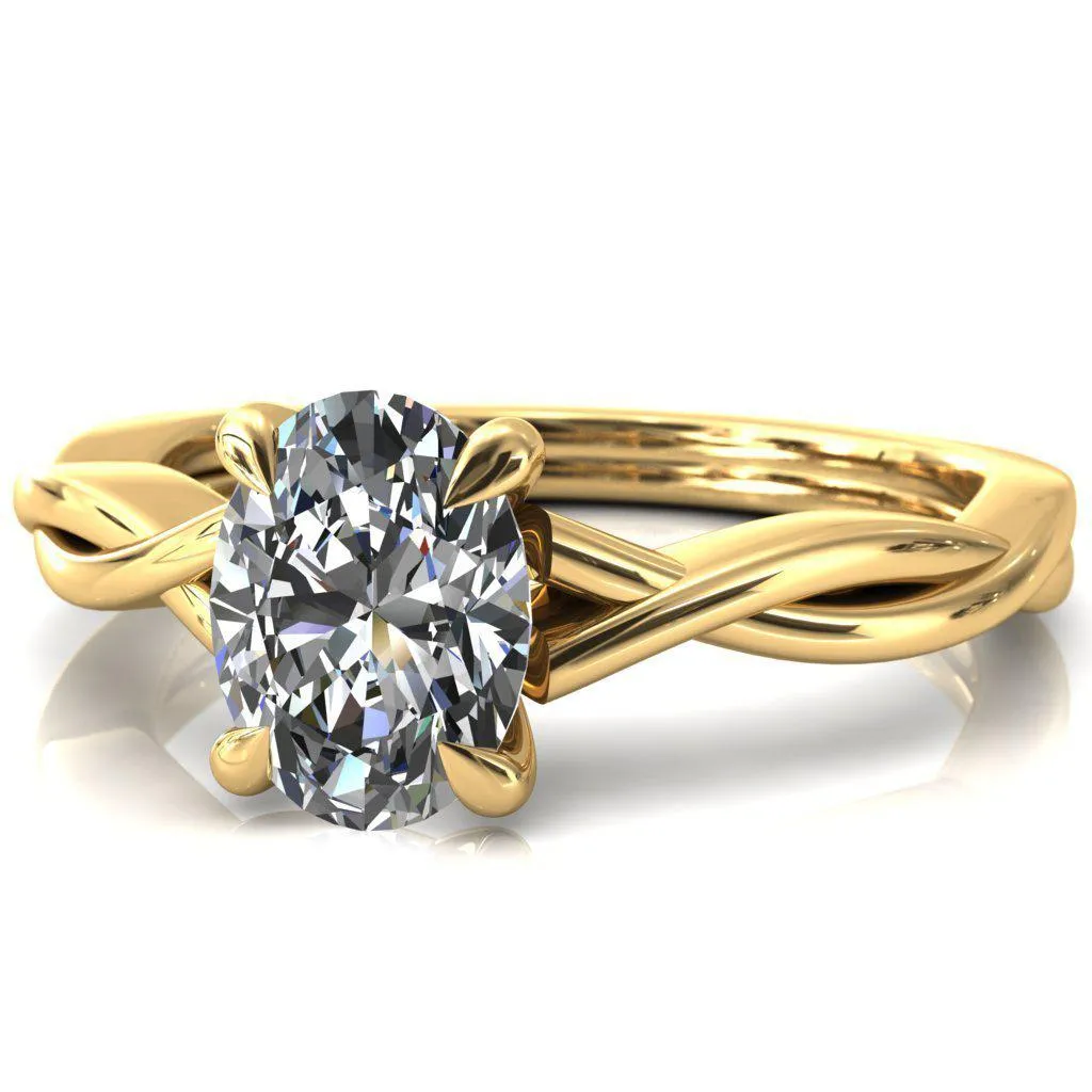 Lucia Oval Center Stone 4 Claw Prong 1/2 Infinity Solitaire Ring Engagement Ring