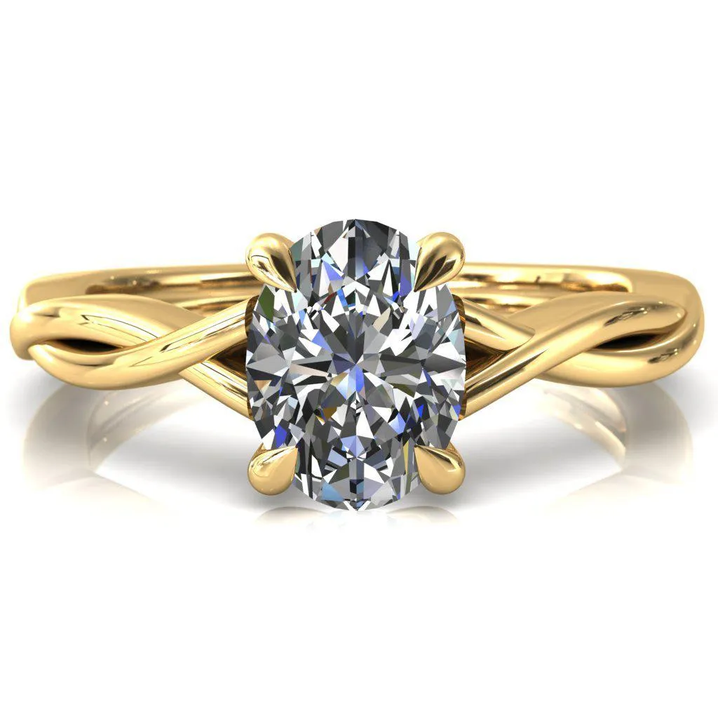 Lucia Oval Center Stone 4 Claw Prong 1/2 Infinity Solitaire Ring Engagement Ring