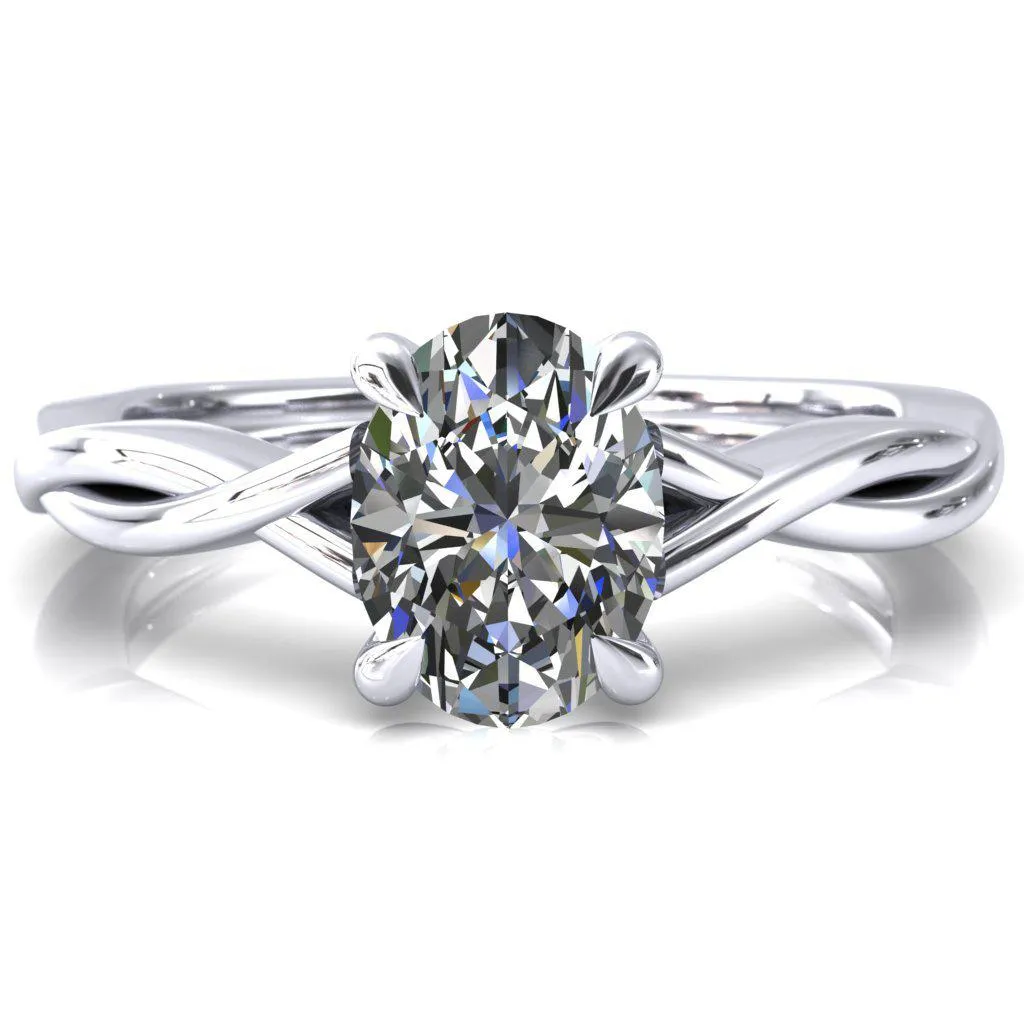 Lucia Oval Center Stone 4 Claw Prong 1/2 Infinity Solitaire Ring Engagement Ring