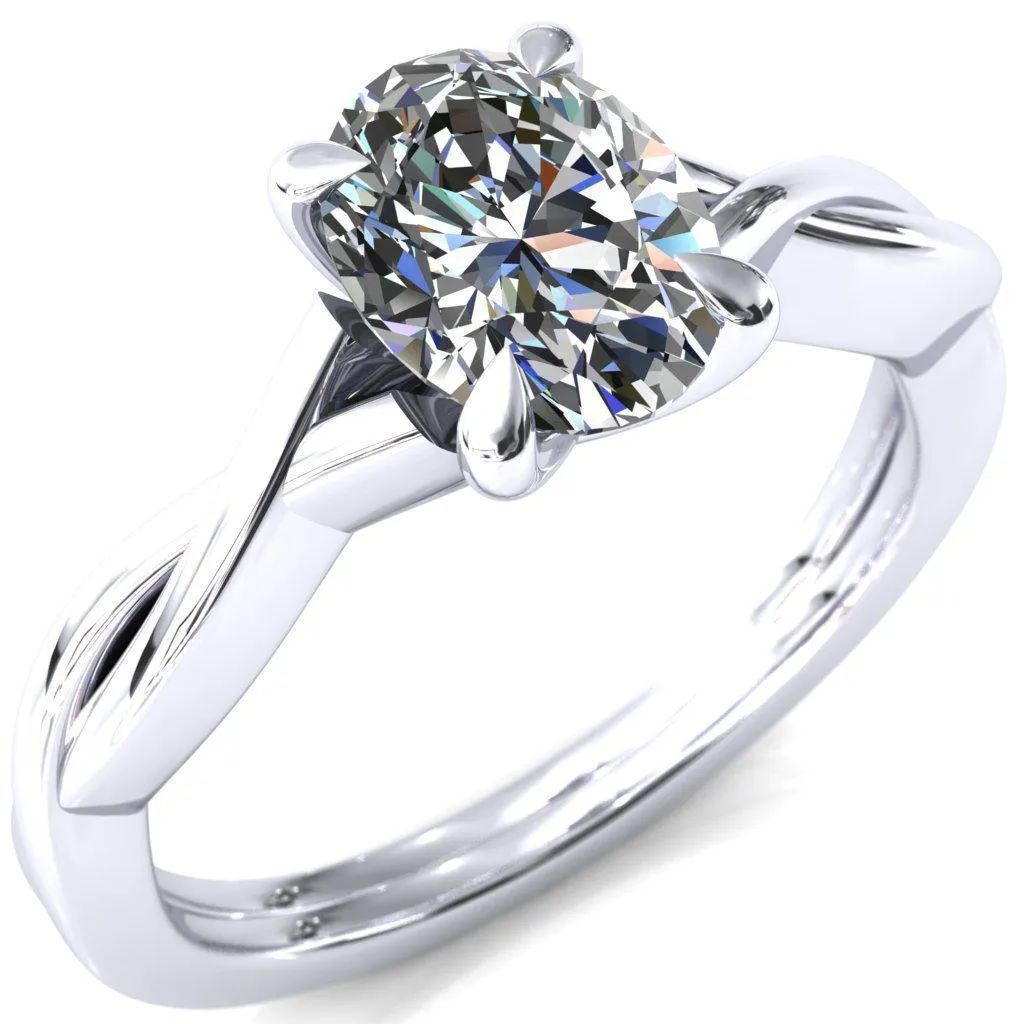 Lucia Oval Center Stone 4 Claw Prong 1/2 Infinity Solitaire Ring Engagement Ring