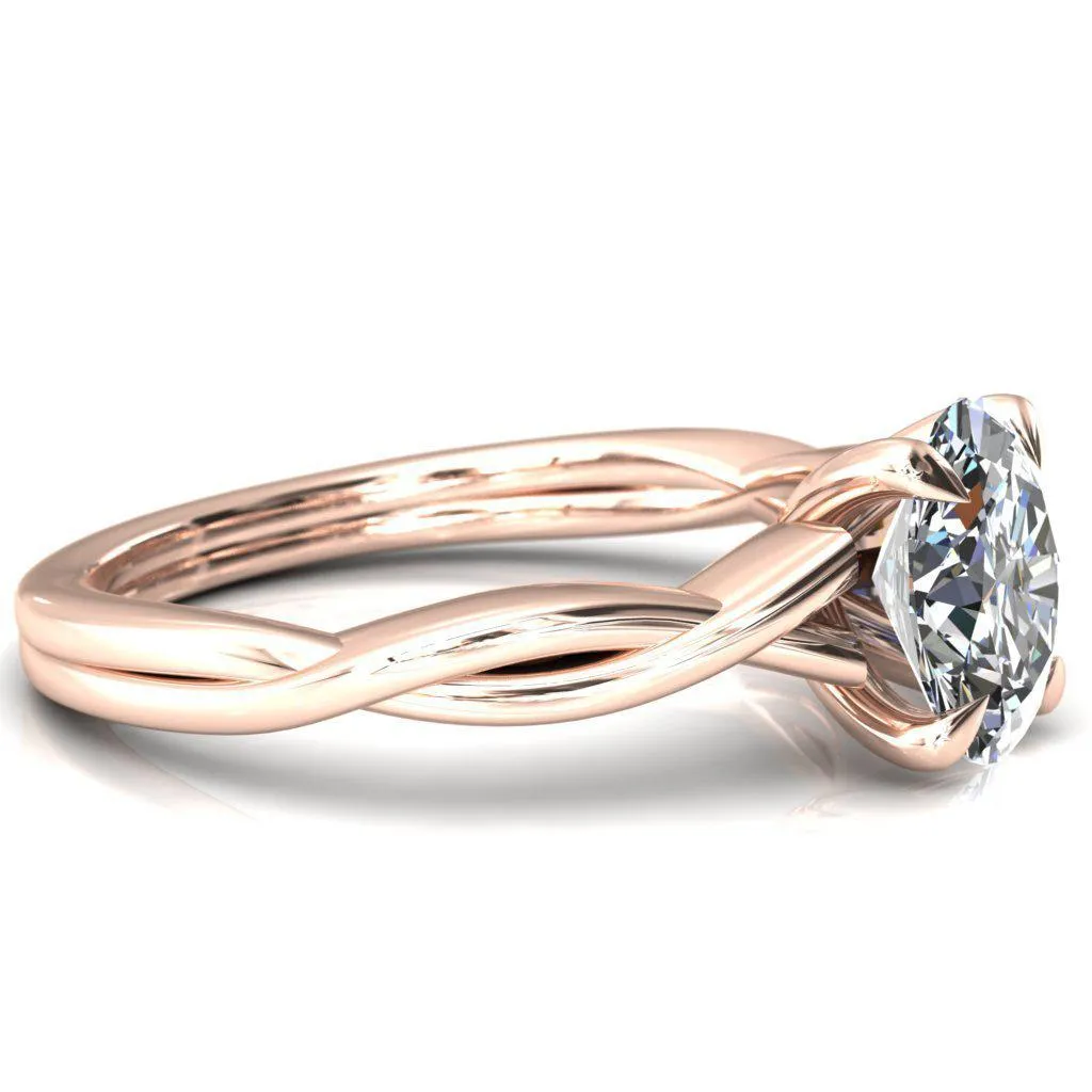 Lucia Oval Center Stone 4 Claw Prong 1/2 Infinity Solitaire Ring Engagement Ring